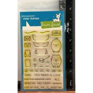 LAWN FAWNLF2466 SPECIAL DELIVERY LABEL CLEAR CLING STAMP SET LOVE VALENTINE